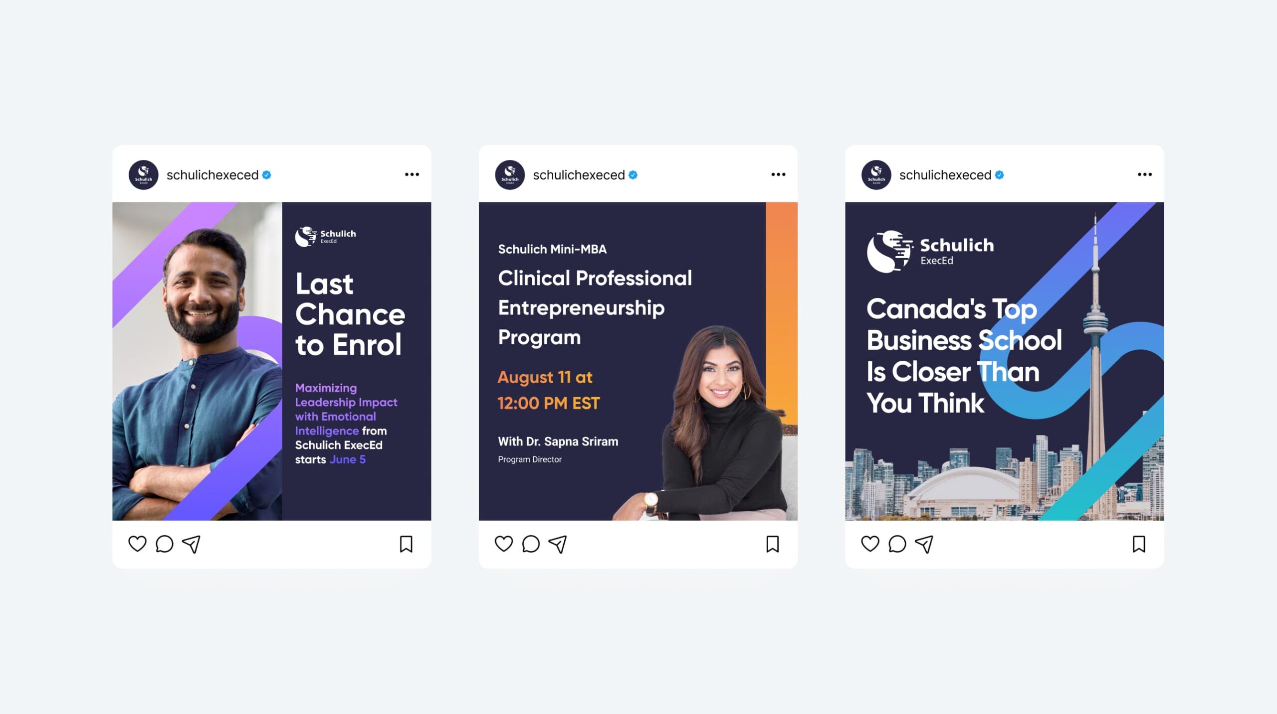 Schulich ExecEd Organic Social Media Posts