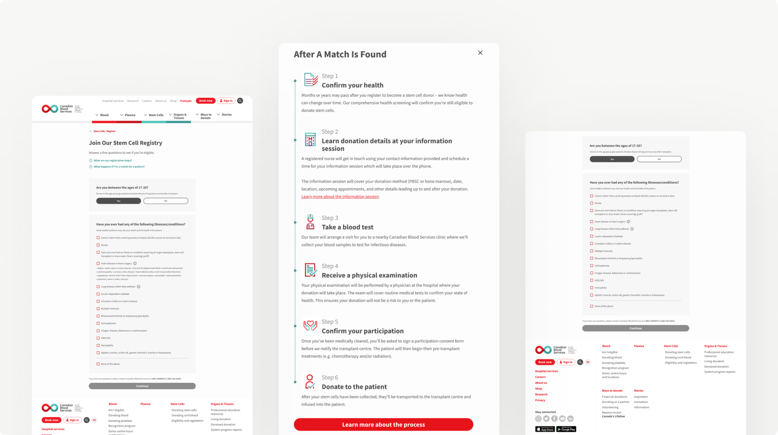 Canadian Blood Services Stem Cell Registration Flow UX Design