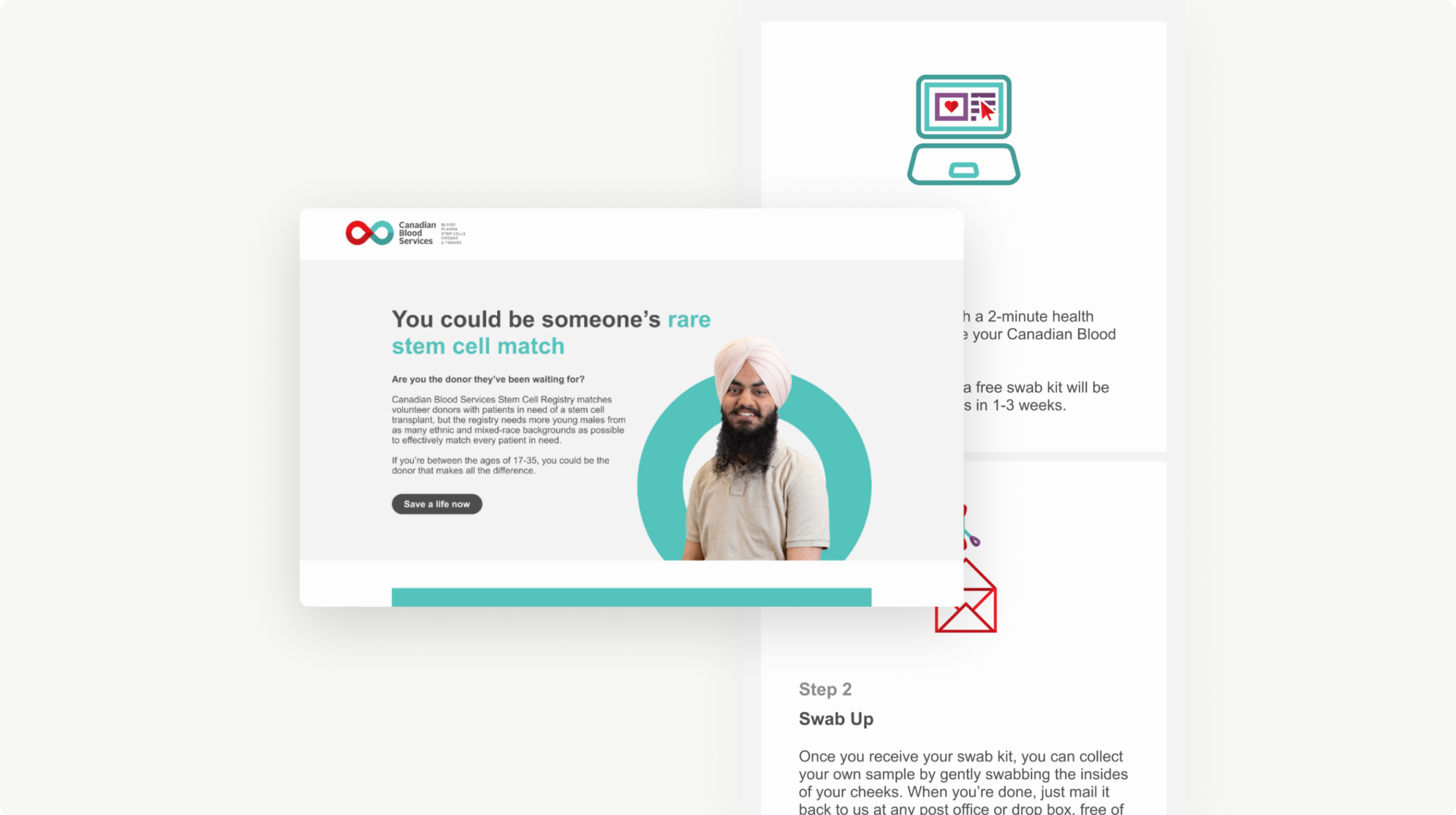 Canadian Blood Services Stem Cell Landing Page Design